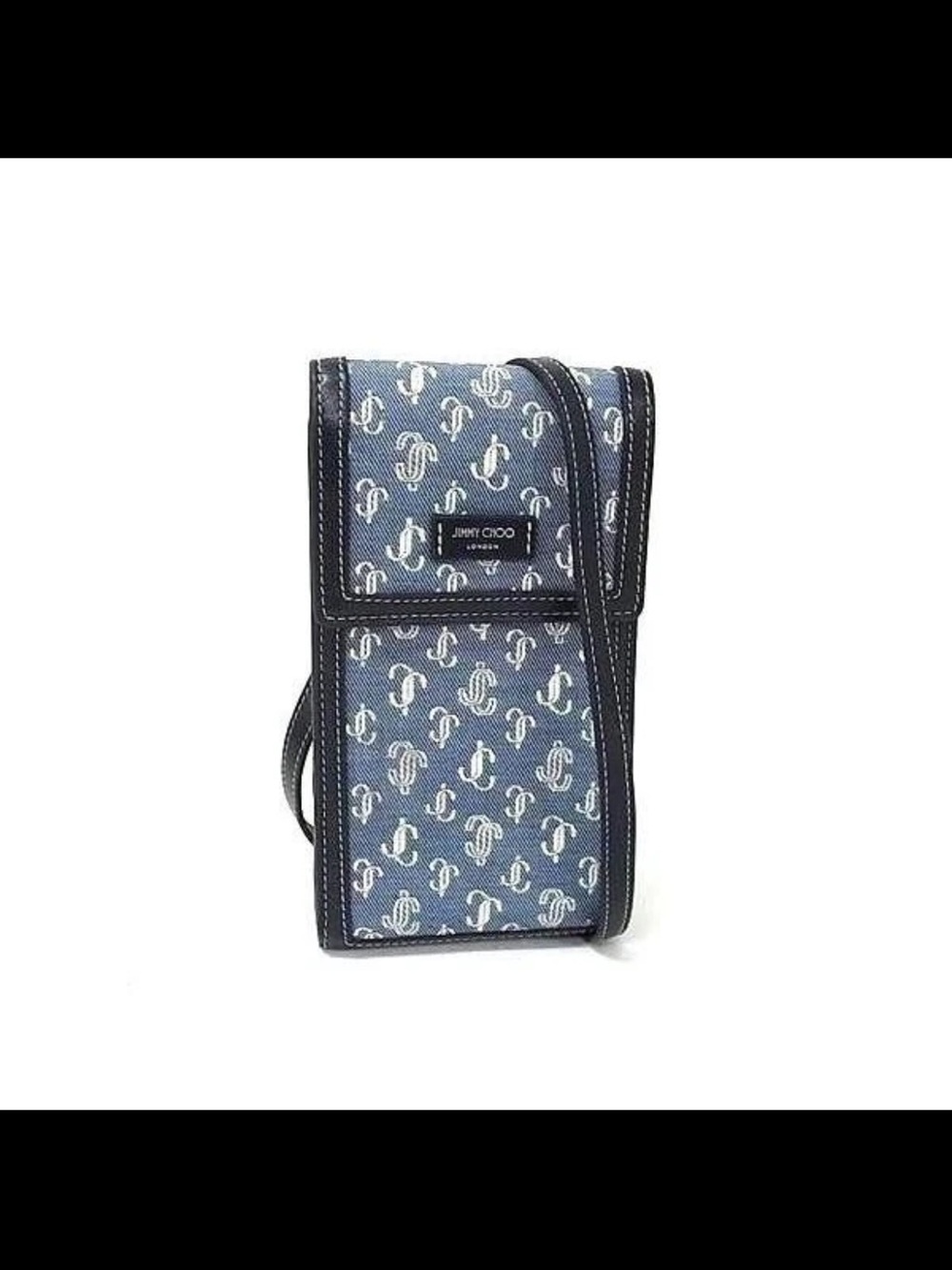 Jimmy Choo Navy Monogram Crossbody Phone Pouch